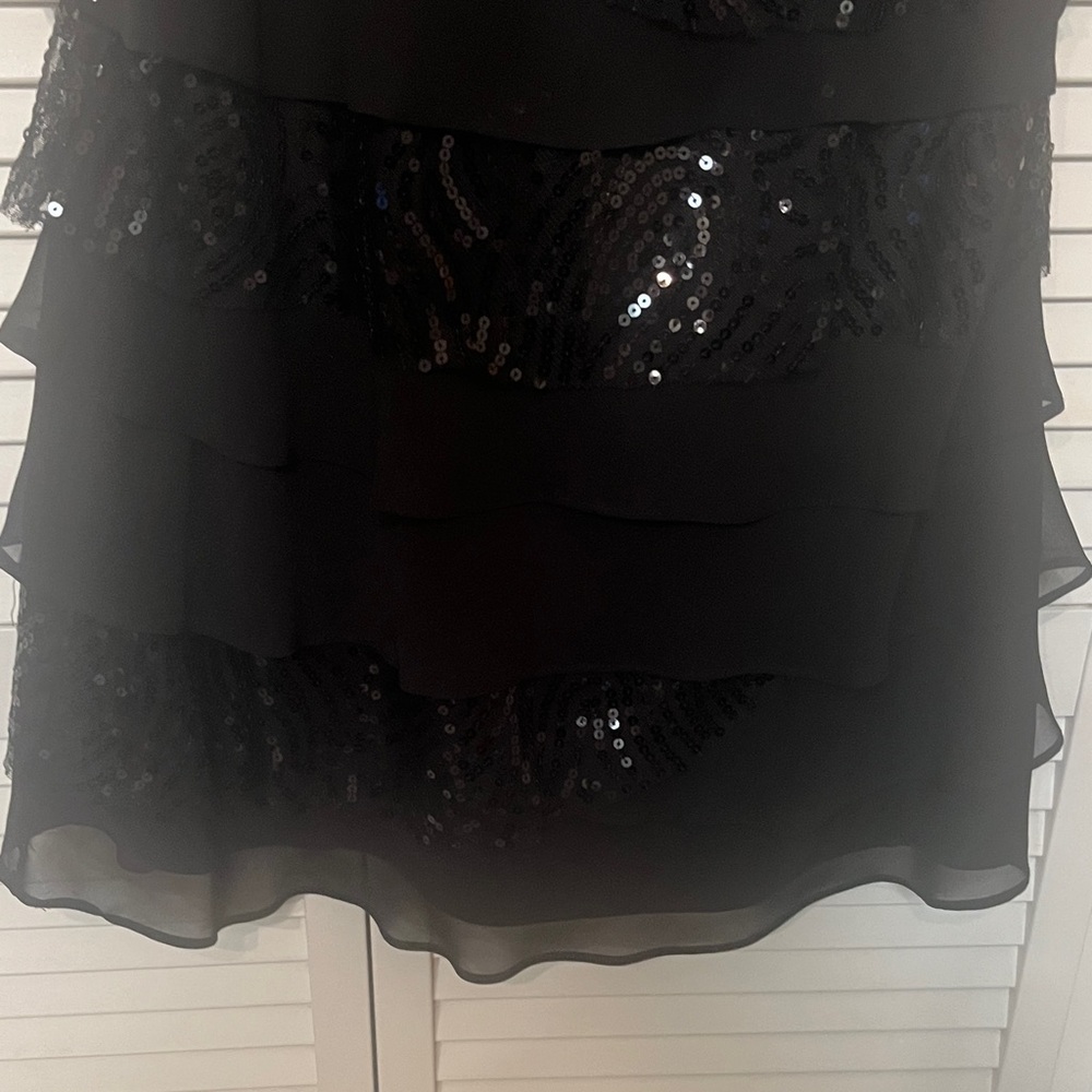 S.L. Fashions Black Sequin Tiered Dress - Picture 7 of 8
